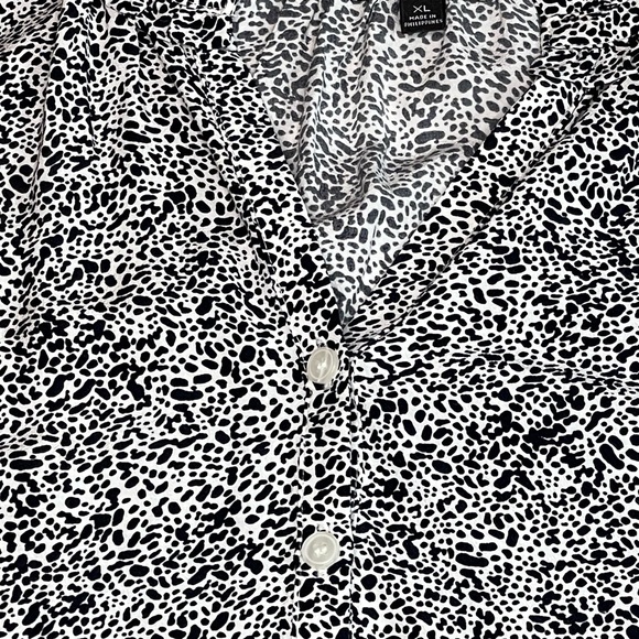 Talbots Ruffled Split Neck Shell in mini Animal Print - Picture 5 of 10